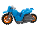 Part No: 75522c02  Name: Stuntz Flywheel Motorcycle Dirt Bike with Dark Bluish Gray Frame, Orange Wheels, and Light Bluish Gray Handlebars