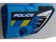 Part No: 87086pb075  Name: Technic, Panel Fairing # 2 Small Smooth Short, Side B with Silver Headlight, Blue and Lime Diagonal Stripes and 'POLICE' Pattern (Sticker) - Set 42091
