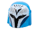 Part No: 87610pb22  Name: Minifigure, Headgear Helmet with Holes, SW Mandalorian with Black, White, Dark Tan and Dark Blue Pattern