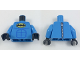 Part No: 973pb2886c01  Name: Torso Batman Logo in Yellow Oval Off-center with Blue Stitched Muscle Lines and Zipper on Back Pattern / Dark Azure Arms / Black Hands