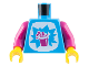 Part No: 973pb4979c01  Name: Torso White Tummy with Starburst Explosion and Magenta Slushy Cup with Lid and Straw Pattern / Magenta Arms / Yellow Hands