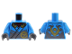 Part No: 973pb5219c01  Name: Torso Robe Silver Straps, Gold Buckles, Ninjago Logogram Letter N and Dragon Head and Orb on Back Pattern / Dark Azure Arms / Dark Bluish Gray Hands