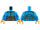 Part No: 973pb5518c01  Name: Torso Armor Plates over Dark Silver Tunic, Gold Trim and Ninjago Logogram Letter N, 'NYA' on Back Pattern / Dark Azure Arms / Pearl Gold Hands
