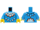 Part No: 973pb5627c01  Name: Torso with White Feathers with Orange Tips Pattern (BAM) / Dark Azure Arms / Yellow Hands