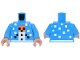 Part No: 973pb6302c01  Name: Torso Pixelated Holiday Sweater with White, Orange and Black Snow Golem and Snowflakes Pattern / Dark Azure Arms / Nougat Hands