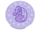 Part No: 14769pb660  Name: Tile, Round 2 x 2 with Bottom Stud Holder with Medium Lavender Horse Profile and White Sparkles Pattern