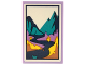 Part No: 26603pb317  Name: Tile 2 x 3 with Picture of Medium Lavender and Yellow Landscape with Dark Turquoise Mountains and Dark Blue River Pattern (Sticker) - Set 41732