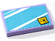 Part No: 26603pb594  Name: Tile 2 x 3 with Medium Azure Glass, White Reflections and Yellow Post-It Note with Black Heart Pattern (Sticker) - Set 41748