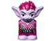 Part No: 28614pb07  Name: Body / Head Goblin with Pointed Ears and Magenta Spiked Hair and Tunic with Utility Belt with Goblin Eye Buckle, Knife and Keys Pattern