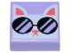 Part No: 3070pb271  Name: Tile 1 x 1 with White Cat Head with Black Sunglasses and Coral Ears, Nose, and Mouth Pattern