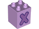 Part No: 31110pb167  Name: Duplo, Brick 2 x 2 x 2 with Medium Lavender Capital Letter X with Dark Purple Outline Pattern