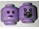 Part No: 3626cpb1652  Name: Minifigure, Head Dual Sided Alien with Black Eyes, Purple Lips Neutral / Monster Open Mouth with Teeth, Fangs Pattern - Hollow Stud