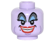Part No: 3626pb1554  Name: Minifigure, Head Alien Female, Blue and Gray Eye Shadow, Eyelashes, Cheek Lines, Chin Dimple, Red Lips, Open Mouth Smile Pattern (Ursula)