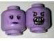 Part No: 3626pb1652  Name: Minifigure, Head Dual Sided Alien with Black Eyes, Purple Lips Neutral / Monster Open Mouth with Teeth, Fangs Pattern