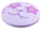 Part No: 3960pb078  Name: Dish 4 x 4 Inverted (Radar) with Solid Stud with Cat Face with Dark Pink Star Shaped Eyes, Medium Lavender Stripes and Dark Purple Closed Mouth with Tooth Pattern