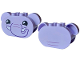 Part No: 84196pb02  Name: Duplo, Brick 2 x 6 x 2 1/2 Oval Ends, Rounded Ears on Sides with Elephant Face with Dark Purple Outlined Trunk, Medium Lavander Wrinkles, Black Eyes and White Toes Pattern