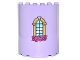 Part No: 87926pb006  Name: Cylinder Half 3 x 6 x 6 with 1 x 2 Cutout with Curved Lattice Window with Keystone and Pink Roses Pattern (Sticker) - Set 41067