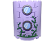 Part No: 87926pb027  Name: Cylinder Half 3 x 6 x 6 with 1 x 2 Cutout with Bright Green Grass and Vines, 2 Bright Light Blue Round Windows with Silver Frames, and Dark Purple Bricks Pattern