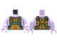 Part No: 973pb4214c01  Name: Torso Gold Breastplate, Dark Turquoise and Dark Orange Trim Pattern / Lavender Arms / Lavender Hands