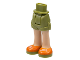 Part No: 11202c00pb14  Name: Mini Doll Hips and Shorts with Light Nougat Legs and Orange Shoes with Olive Green Soles and White Laces Pattern
