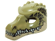 Part No: 12551pb08  Name: Minifigure, Headgear Mask Crocodile with Teeth, Tan Lower Jaw and Dark Green Scales Pattern