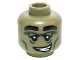 Part No: 3626cpb1411  Name: Minifigure, Head Alien with Black Eyebrows, Dark Green Eye and Cheek Lines, Crooked Smile with Teeth Pattern - Hollow Stud