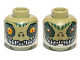 Part No: 3626pb0885  Name: Minifigure, Head Dual Sided Alien Chima Crocodile with Bright Light Orange Eyes, Yellowish Green Lower Jaw, Dark Green Scales, and White Sharp Teeth, Wide / Narrow Eyes Pattern