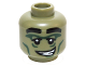 Part No: 3626pb1411  Name: Minifigure, Head Alien with Black Eyebrows, Dark Green Eye and Cheek Lines, Crooked Smile with Teeth Pattern