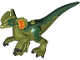 Part No: 49413pb02  Name: Dinosaur Body Dilophosaurus with Rubbery Tail, Bright Light Orange, Red and Dark Green Markings Pattern