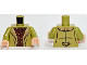 Part No: 973pb1791c01  Name: Torso LotR Coat with Tan Fur Lining over Reddish Brown Shirt Pattern / Olive Green Arms / Light Nougat Hands