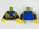 Part No: 973pb3870c01  Name: Torso Shirt, Blue Cape, Gold Brooch, Silver Pendant and Dark Brown Belts Pattern / Dark Brown Arms with Molded Olive Green Short Sleeves Pattern / Yellow Hands