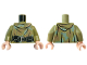 Part No: 973pb5193c01  Name: Torso Female Hooded Shirt Camouflage with Sand Green and Dark Tan Spots, Black Belt with Holster and Pouch Pattern / Olive Green Arms / Light Nougat Hands