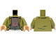 Part No: 973pb5707c01  Name: Torso Jacket Open with Pockets and Button over Dark Bluish Gray Shirt with Coral Head Outline Pattern / Olive Green Arms / Light Nougat Hands