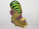 Part No: 98072pb02  Name: Dinosaur Leg Large (Rear) Raptor Right with Pin with Tan Claws and Lime Stripes over Dark Green Pattern