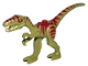 Part No: 98166pb02  Name: Dinosaur Coelophysis / Gallimimus with Dark Red Stripes and Yellow Eyes Pattern