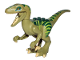 Part No: Raptor02  Name: Dinosaur Raptor / Velociraptor with Dark Green Back, Lime Markings and Tan Claws