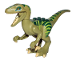 Part No: raptor02  Name: Dinosaur Raptor / Velociraptor with Dark Green Back, Lime Markings and Tan Claws