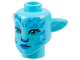 Part No: 1576pb12  Name: Minifigure, Head, Modified Alien Na'vi with Dark Turquoise Eyes, Dark Azure Markings, Silver Spots, Blue Lips, Neutral Pattern