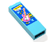 Part No: 2454pb322  Name: Brick 1 x 2 x 5 with Poster of Dark Pink Guitar and Yellow Music Notes on Yellow and Blue Background Pattern (Sticker) - Set 41748