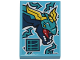 Part No: 26603pb347  Name: Tile 2 x 3 with Dark Turquoise and Dark Blue Lloyd's Dragon with Yellow Horns and Ninjago Logogram Letter L in Square Pattern (Sticker) - Set 71799