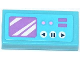 Part No: 3069pb0302  Name: Tile 1 x 2 with Purple Screen and Video Camera Controls Pattern (Sticker) - Set 41056
