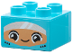 Part No: 3437pb137  Name: Duplo, Brick 2 x 2 with Seat Belts, Nougat Face with Black and White Eyes, Closed Mouth Grin and Silver Visor Pattern