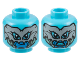 Part No: 3626pb3139  Name: Minifigure, Head Dual Sided Alien, Light Bluish Gray Fish Bone Mask, Dark Azure Mouth, Sand Green Gills, Frown / Gritted Teeth Pattern