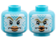 Part No: 3626pb3928  Name: Minifigure, Head Dual Sided Alien, White Face with Scales, Dark Tan Eyebrows, Nougat Large Lips, Neutral / Angry Pucker Pattern