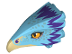 Part No: 38832pb01  Name: Bird Head Jaw Upper with Dark Tan Beak and Purple Feathers Pattern (Occamy)