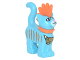 Part No: 39742pb03  Name: Cat, Standing with Orange Spiky Mohawk, Collar, and Stripes, Sunglasses, Gold Pouch Pattern (Mo)