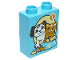 Part No: 4066pb450  Name: Duplo, Brick 1 x 2 x 2 with Dog and Cat with Food Bowl and Number 1 Pattern