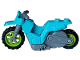 Part No: 75522c03  Name: Stuntz Flywheel Motorcycle Dirt Bike with Dark Bluish Gray Frame, Lime Wheels, and Dark Bluish Gray Handlebars