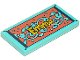 Part No: 87079pb0587  Name: Tile 2 x 4 with 'Emma' and Medium Azure and Coral Beach Towel Pattern