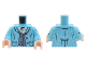 Part No: 973pb4737c01  Name: Torso Jacket with Creases, Wrinkles, Buttons, and 2 Pockets, Sand Blue Vest Pattern / Medium Azure Arms with Creases and Wrinkles Pattern / Light Nougat Hands